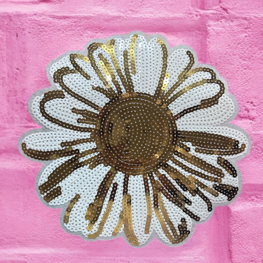 Giant daisy sequin embroidery patch