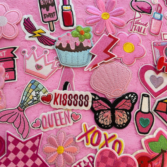 Pink vibes embroidery patches