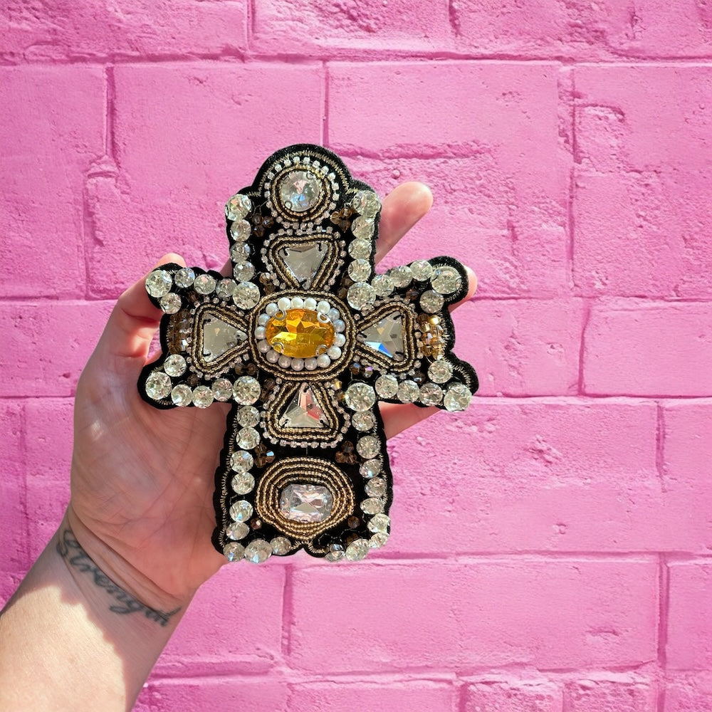 Cross bling embroidery patch