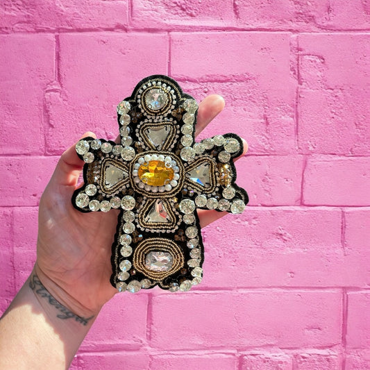 Cross bling embroidery patch