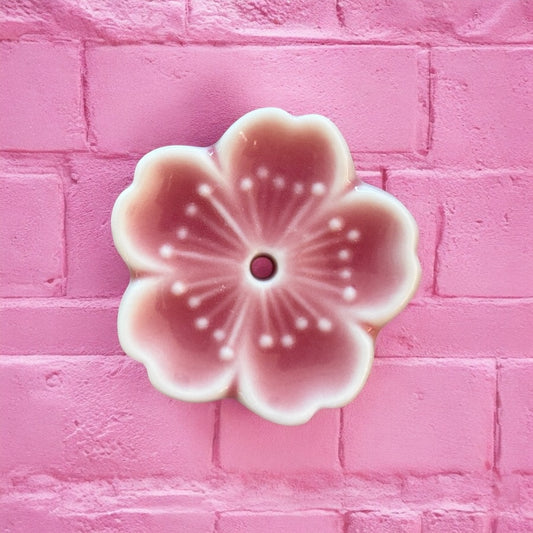 Ceramic pink flower incense holder