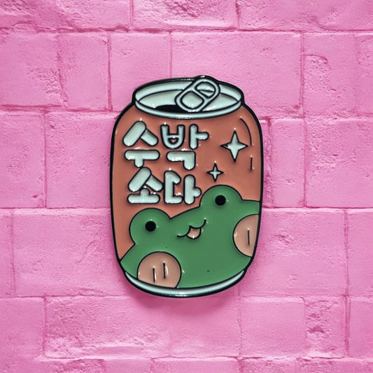 Frog can enamel pin