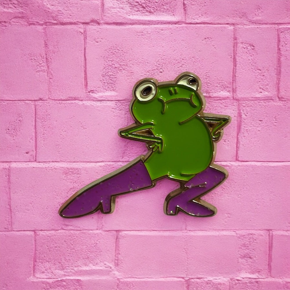 Frog in boots enamel pin
