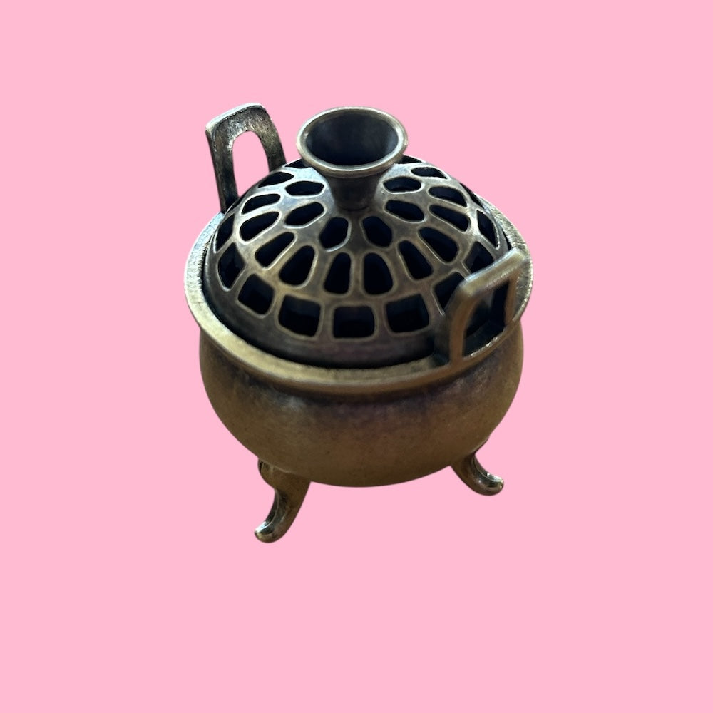 Mini copper cauldron incense holder