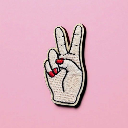 Peace hands embroidery patch