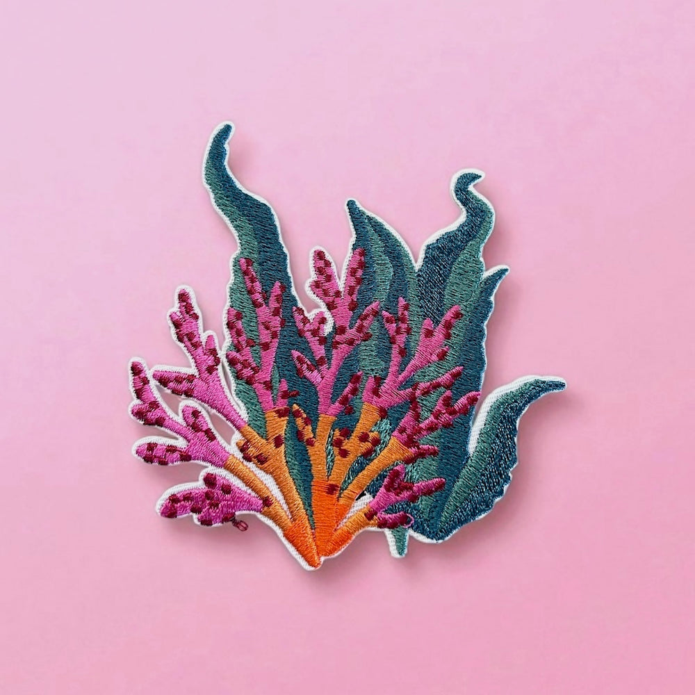 Coral embroidery patch