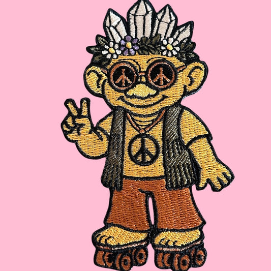 Hippy troll embroidery patch