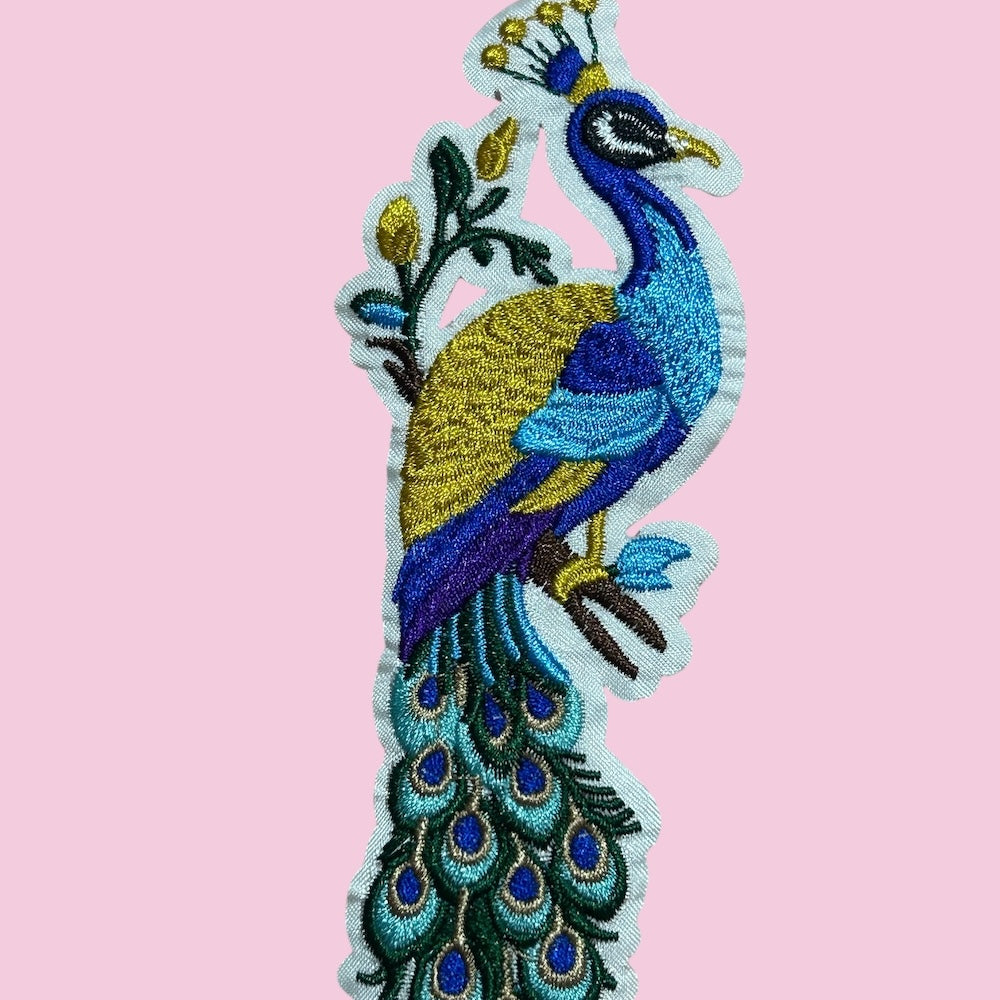 Peacock short embroidery patch