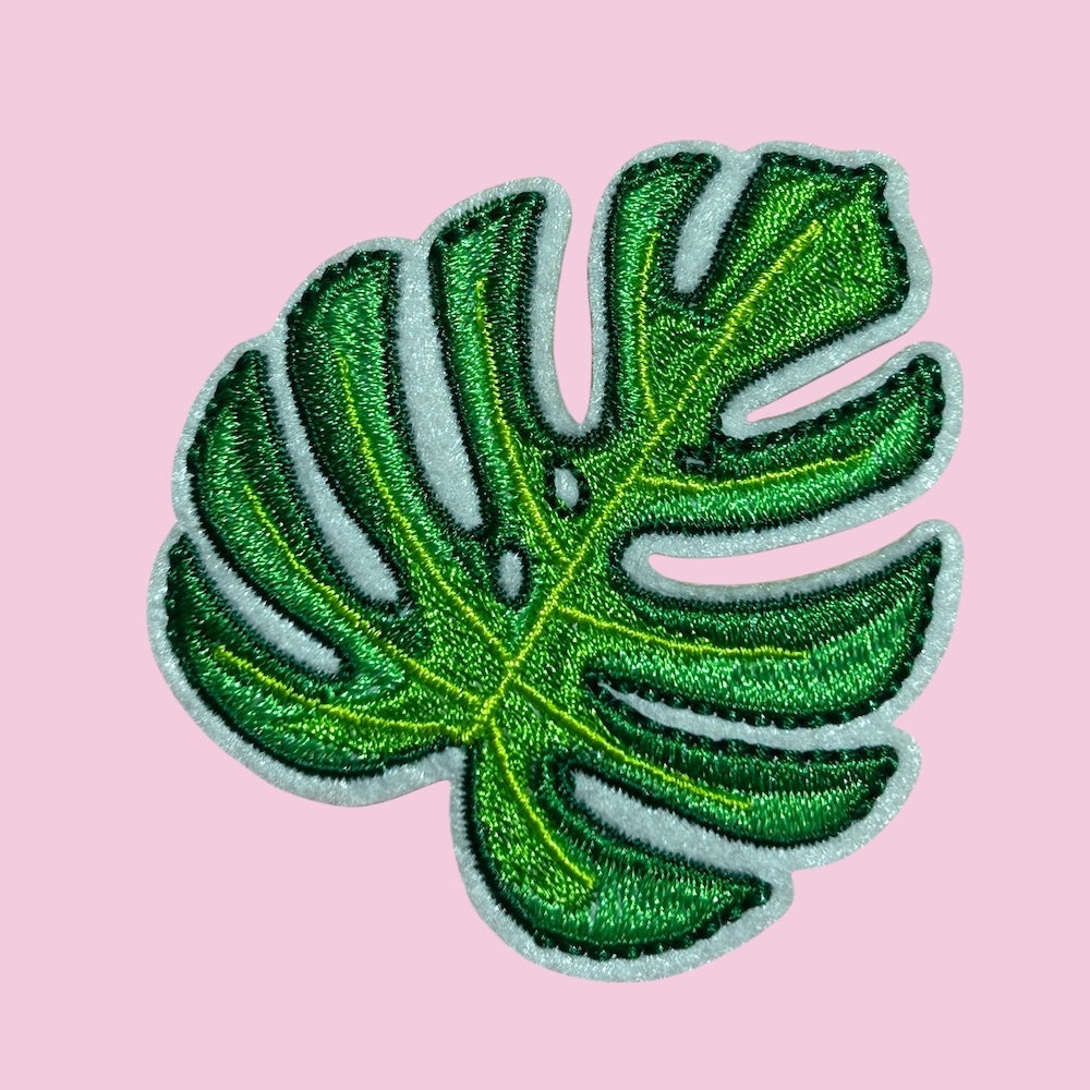 Tropical leaf embroidery patch