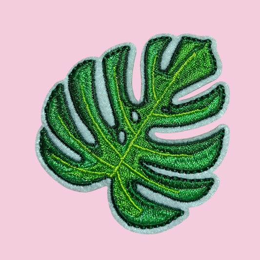 Tropical leaf embroidery patch