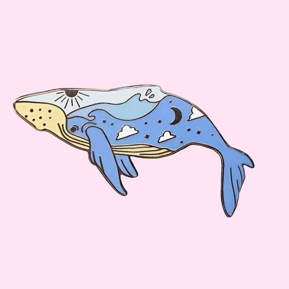 Whale enamel pin