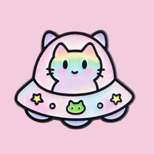 Alien cat enamel pin