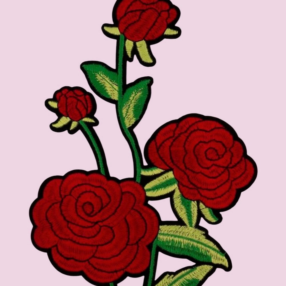 Roses embroidery patch
