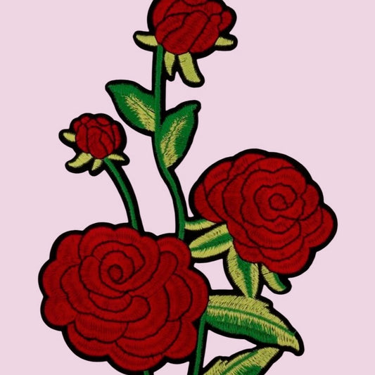 Roses embroidery patch