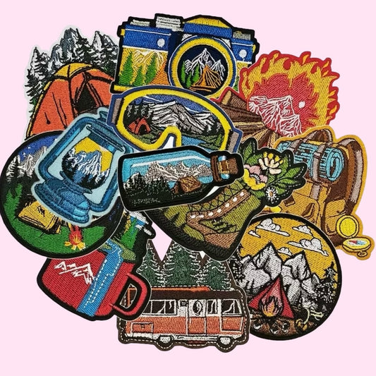 Random camping assortment embroidery patch