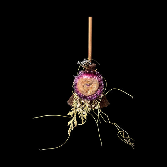 Magical handcrafted brooms long handle pink floral