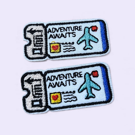 Plane ticket embroidery patch