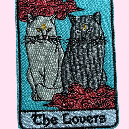 The lovers cat tarot embroidery patch