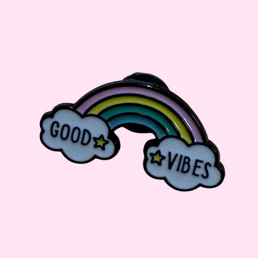 Good vibes rainbow enamel pin