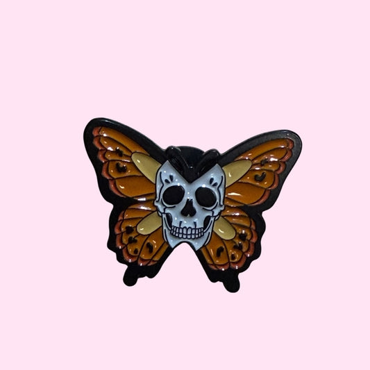 Skull butterfly wings enamel pin