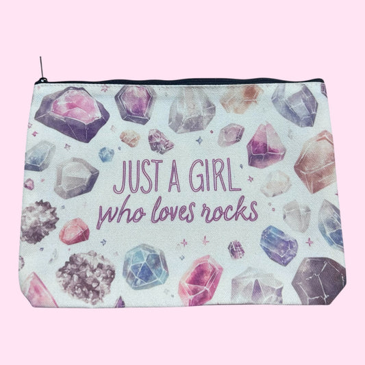 Pencil case- a girl who loves rocks