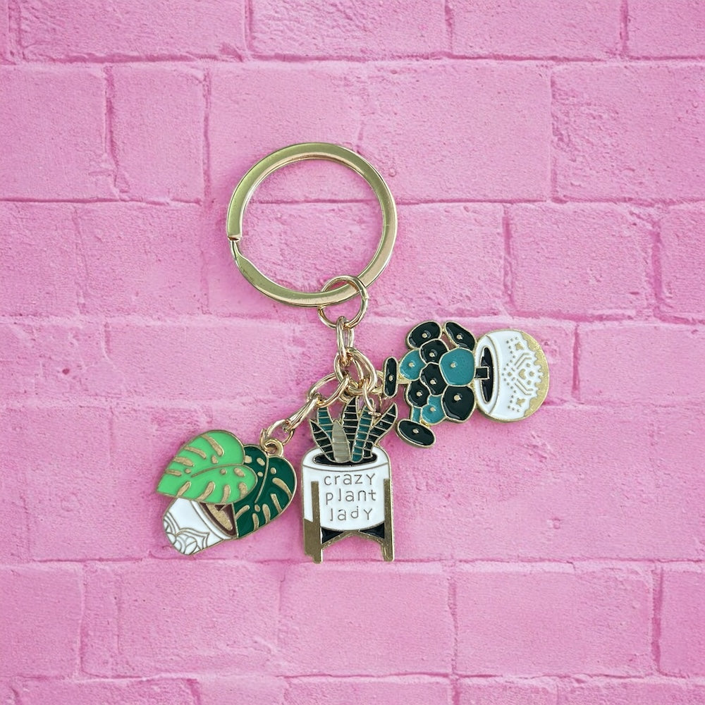 Crazy plant lady key ring