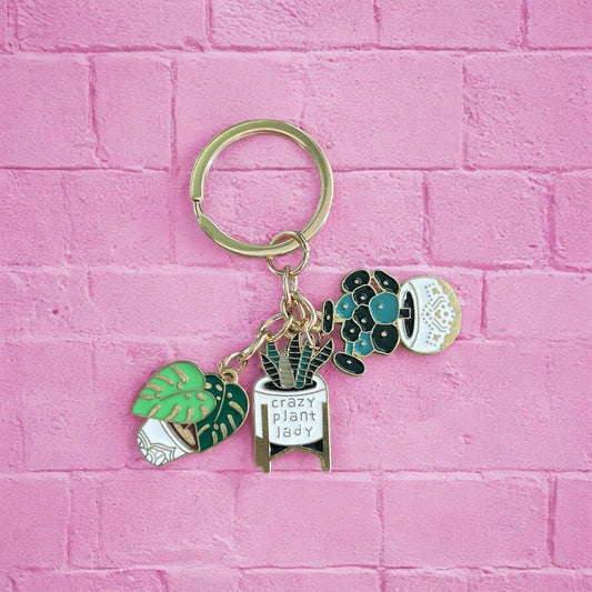 Crazy plant lady key ring