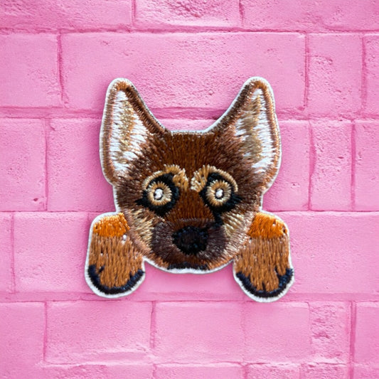 Red heeler embroidery patch