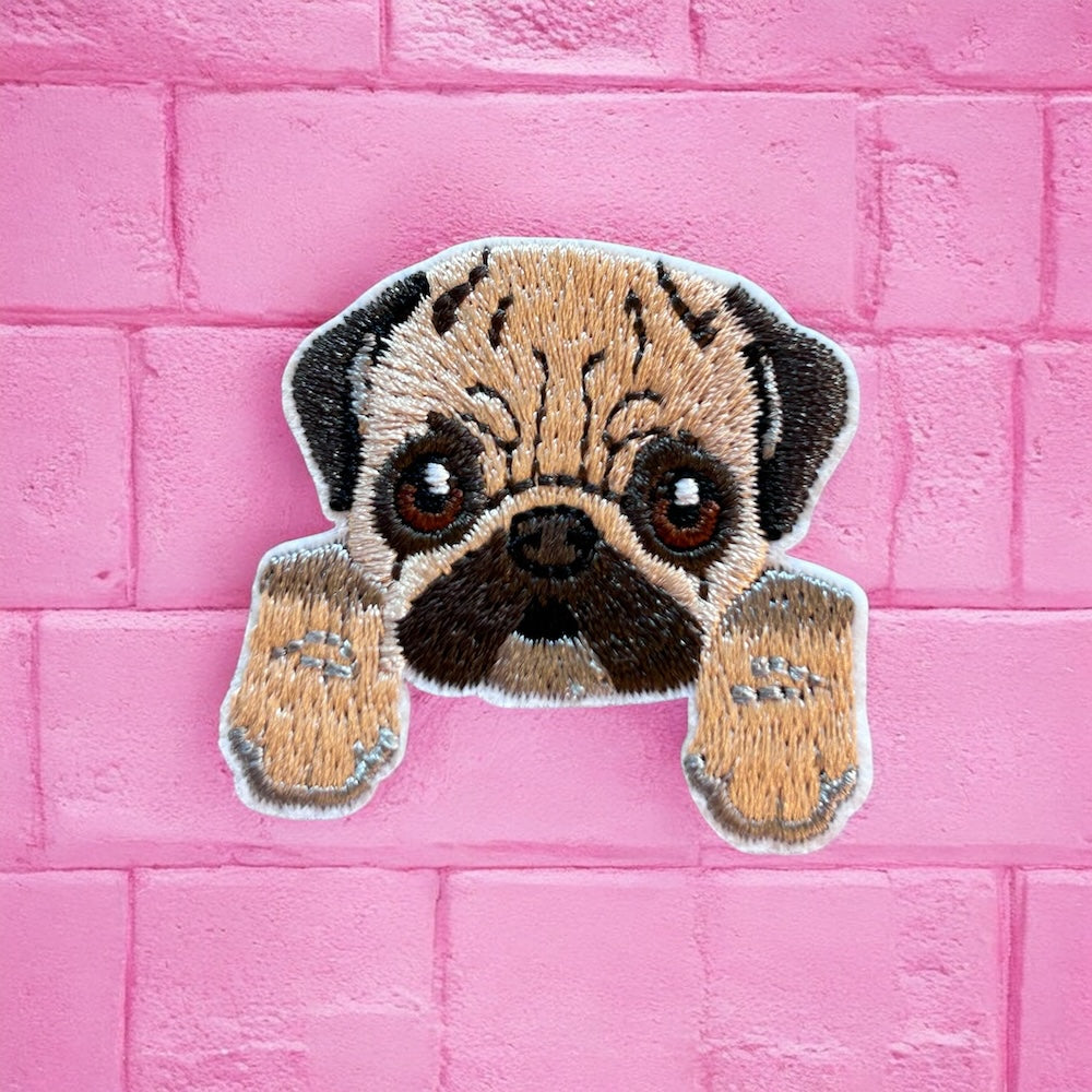 Pug embroidery patch