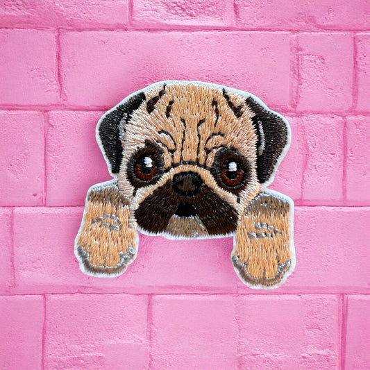 Pug embroidery patch