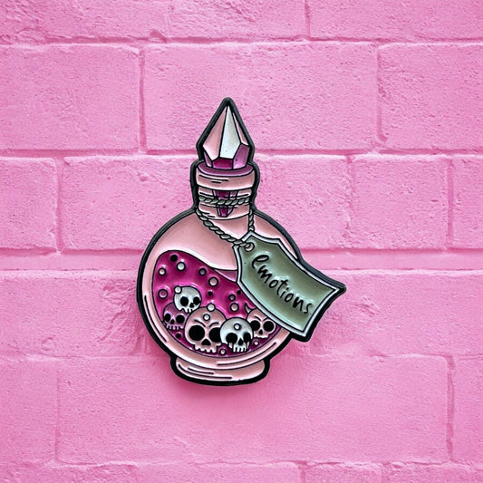Emotion potion skull enamel pin