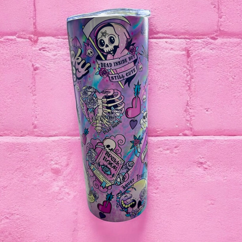 Purple skull spooky insulated drink cup 500ml