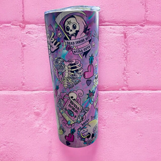 Purple skull spooky insulated drink cup 500ml