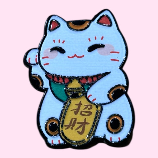 Lucky cat enamel pin