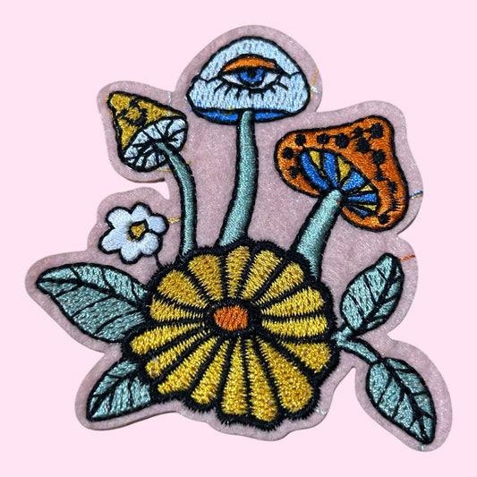 Psychedelic mushrooms embroidery patch