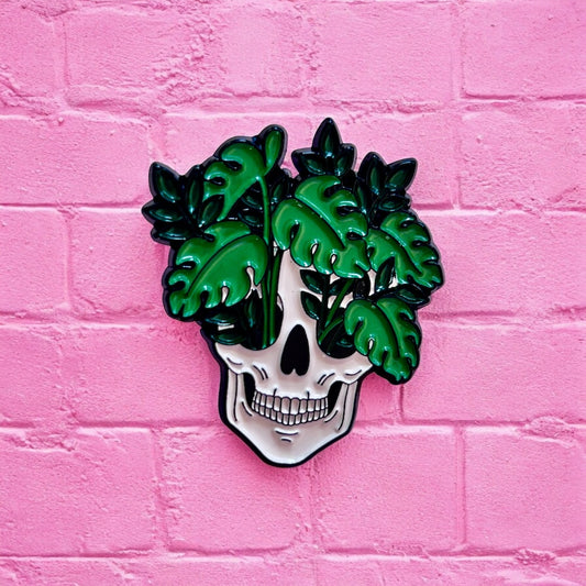 Skull plant enamel pin