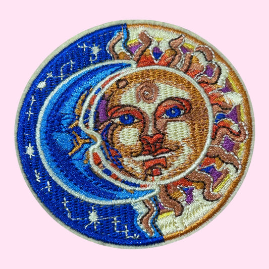 Sun and moon embroidery patch