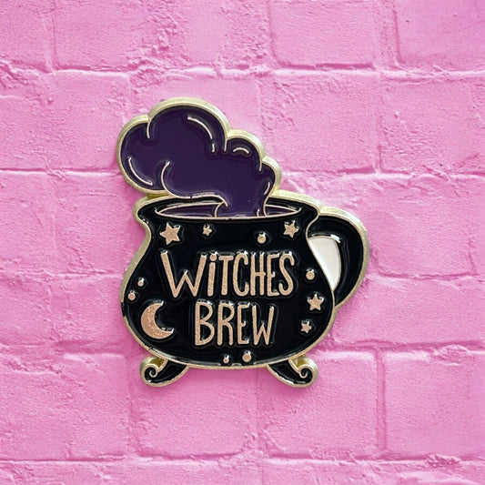 Witches brew cauldron enamel pin